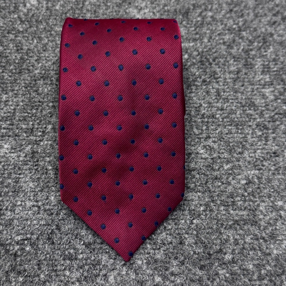 Bancroft Polka Dot Tie Mens OS Burgundy Red Navy Blue Vintage Preppy Academia